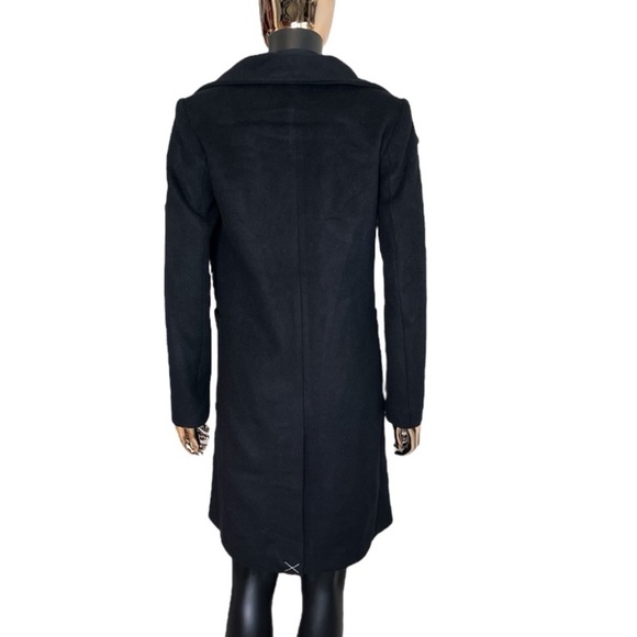 🆕 Ann Taylor Black Wool-Blend Coat XXS (Oversized Fits to SM) Gold Button Front - Picture 3 of 10